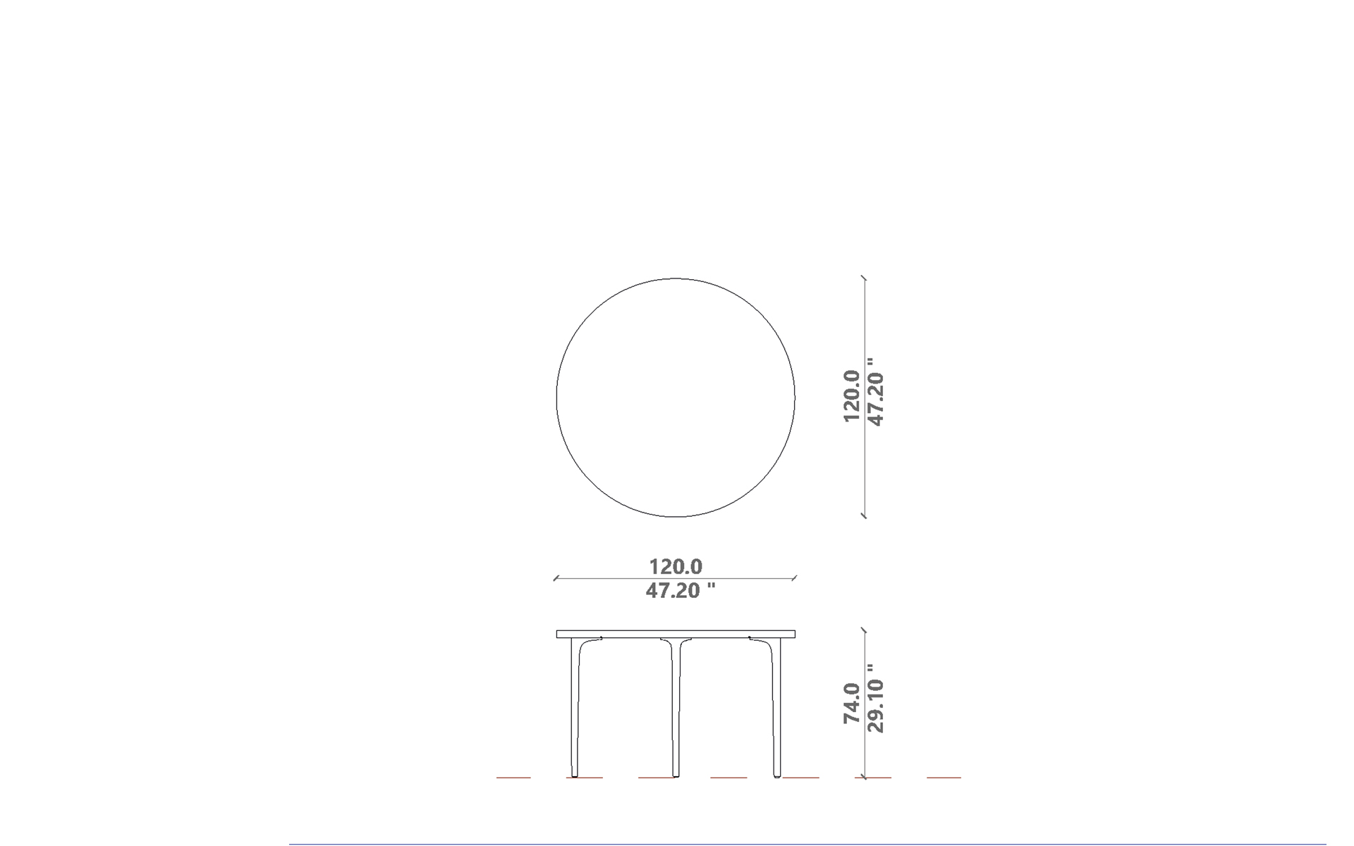 Soul Dining table d120x74H