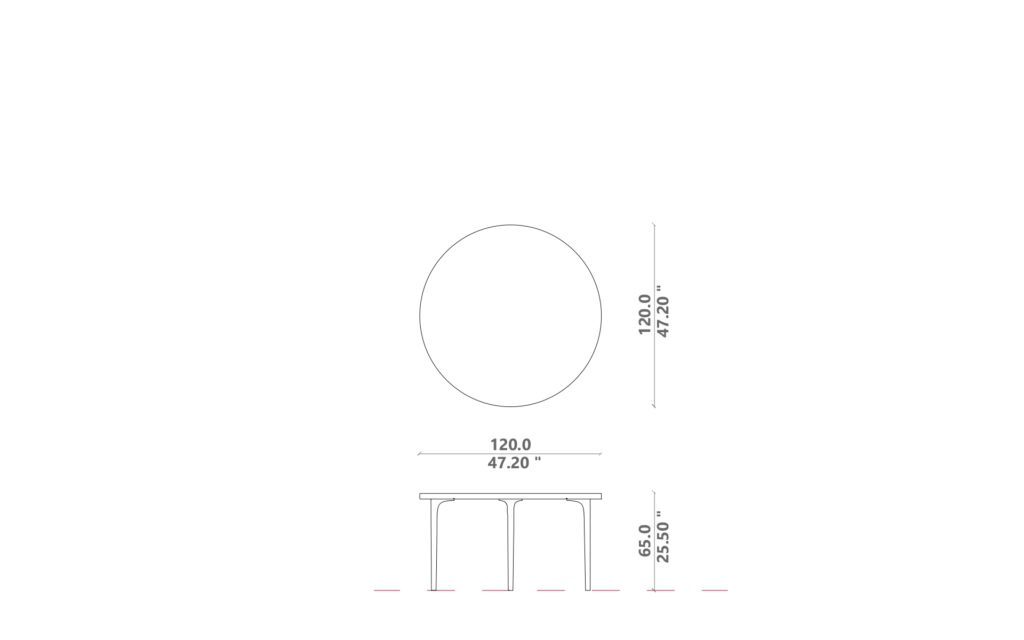 Soul Dining table d120x65H
